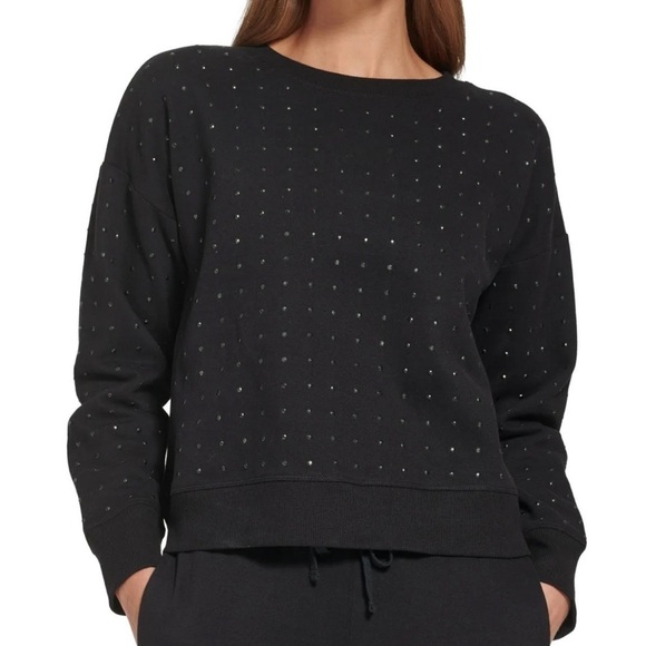 Dkny Tops - DKNY Sport Black Rhinestone Crewneck Sweatshirt XS